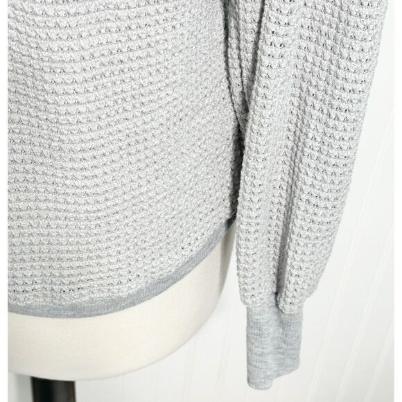 Women's Waffle Knit V-Neck Casual‎ Long Sleeve Pullover Sweater Gray Size Large - Picture 5 of 12